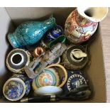 A box of mixed oriental ceramics.