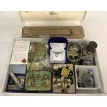 A box of miscellaneous items to include costume jewellery.
