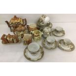 A small collection of cottage ware together with a Noritake part tea/coffee set in cream and gold.