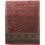 A new Bokhara pattern rug with red background.