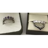 4 ladies stone set eternity style dress rings.