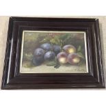 Evelyn Chester (1875-1929) signed still life oil on canvas of plums.