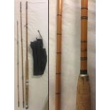 3 piece split cane 'Swallow' bottom fishing rod by Robertson's c1930.