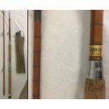 2 piece split cane pier or boat fishing rod, News Of The World Prize c1958.