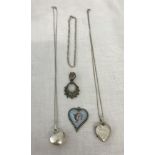 A small collection of silver jewellery.