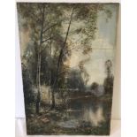 Daniel Sherrin - Oil on canvas of woodland scene.
