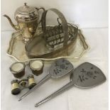 A collection of silver plate and metal ware items.