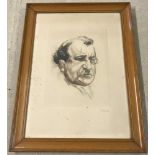 Jean Pruniere (1901-1944) signed pastel portrait of a monocled gentleman.