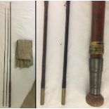 2 piece split cane 11' 6'' trout fishing rod by G. Little & Co London c1920.
