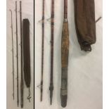 3 piece split cane handmade fly fishing rod for restoration, c1910.