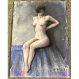 Peter Welch - (c20th East Anglian wildlife artist) - Pastel & watercolour - Study of a nude woman.
