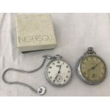 2 vintage chrome cased pocket watches.