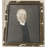 A framed and glazed watercolour portrait of Christopher James of Mellin Griffith 1752- 1837.