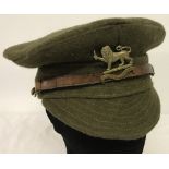 A British WWI pattern soft trench cap with Herefordshire cap badge.