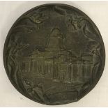 A WW1 bronze dish depicting the Palais de Justice, Brucellas in relief.