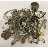 A box containing a fair quantity of scrap white metal / silver / yellow metal items.