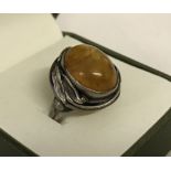 A 925 silver and amber ladies dress ring.