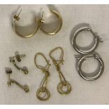 4 x pairs of 9ct gold earrings.