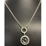 A 925 silver Ti Sento necklace with crystal set round drop pendant.