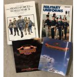 2 military hard back books together with 2 albums of Military themed cigar cards.