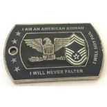 An American Airforce dog tag style presentation medallion.