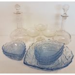 A quantity of vintage glass to include 2 decanters.