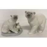 2 unboxed Lladro figurines of Polar Bears.