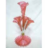 A Victorian cranberry tinted glass eperg