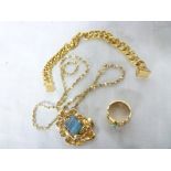 A 10ct gold mounted pendant necklace set