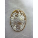 A large oval cameo brooch depicting vari