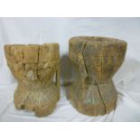 Two old African wooden grinding vessels