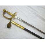 An Officers Court sword with etched stee