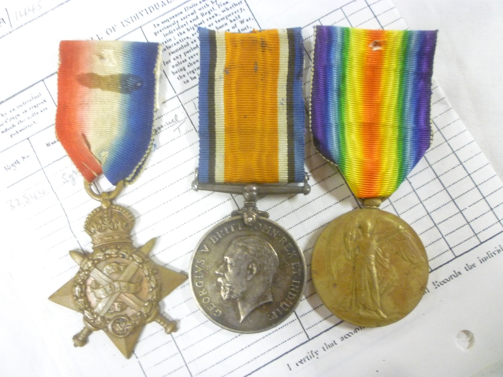 A 1914 star trio of medals awarded No. 8