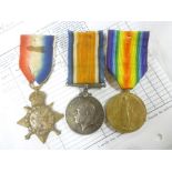 A 1914 star trio of medals awarded No. 8