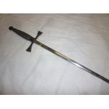 A Masonic sword with etched steel blade