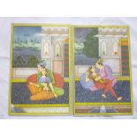 A pair of Indian Moghul paintings on ala