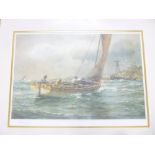 A coloured limited edition print of ship