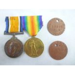 A First War pair of medals awarded to No.26785 Pte H.T. Biscombe D.C.L.I.