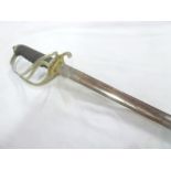 A George VR Officers sword of The Army Service Corps with etched steel blade by Hawksworth of