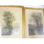 W**Padget - watercolours A pair of woodland river scene, signed,