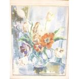 Marcella Smith - watercolour "White Blossoms", signed, labelled to verso,