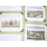 Three 18th Century hand coloured Dutch engravings including The Fleet off Doggersbank after A