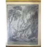 Thomas Haines - Charcoal sketch A mountain pass, inscribed,