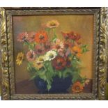 E**M**Hebden - oil on canvas A study of flowers in a bowl, signed with initials and dated 1928,