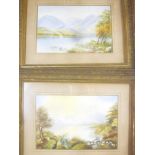 H**Bell - watercolours Lake scenes, signed and dated 1885,