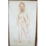 Artist unknown - red crayon Full length portrait of a bearded gentleman,