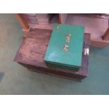 A railway B.R First Aid tin and pine box