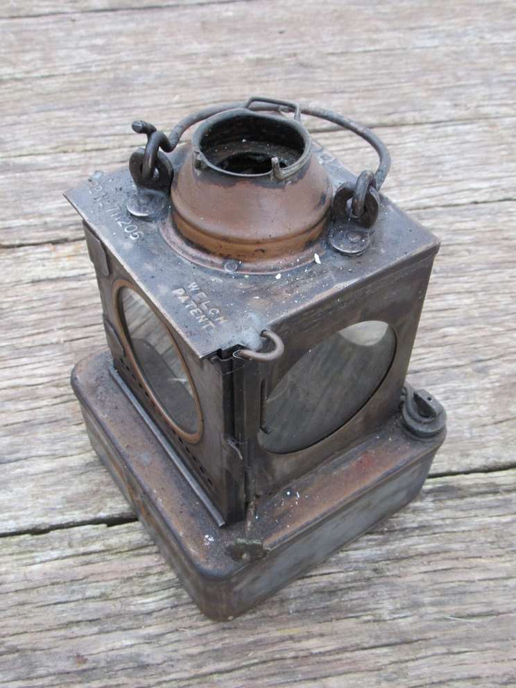Two railway signal lamp interiors brass brass and metal burners,
