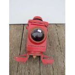 An LNER red painted railway signal lamp case