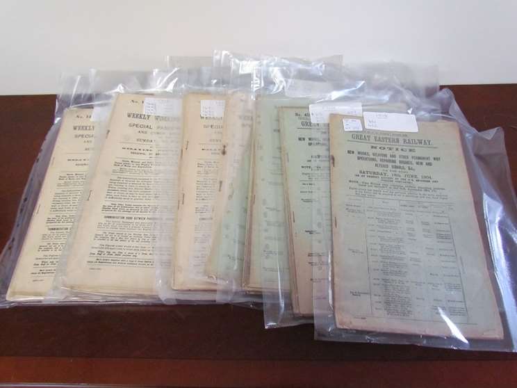 A quantity of GER notices and weekly working timetables, all dated 1904